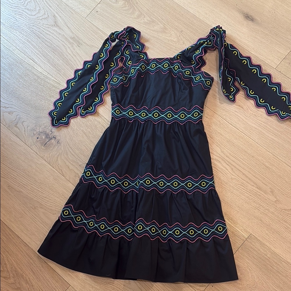 CeliaB Black and Blue Flutter Sleeve Sundress